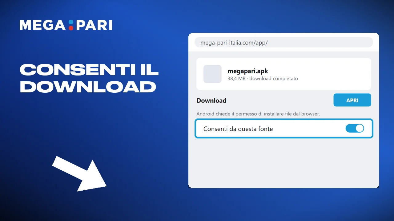 Toccando il file APK parte il download della versione Android