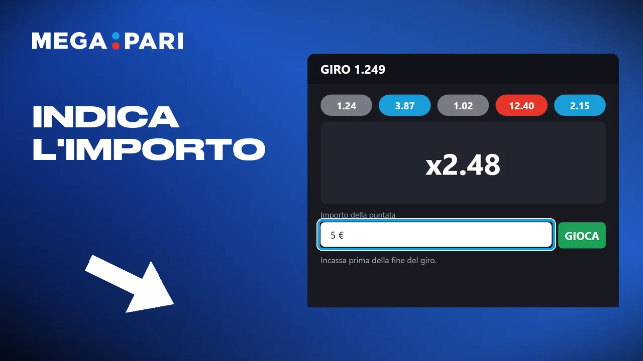 Inserimento dell'importo su Megapari