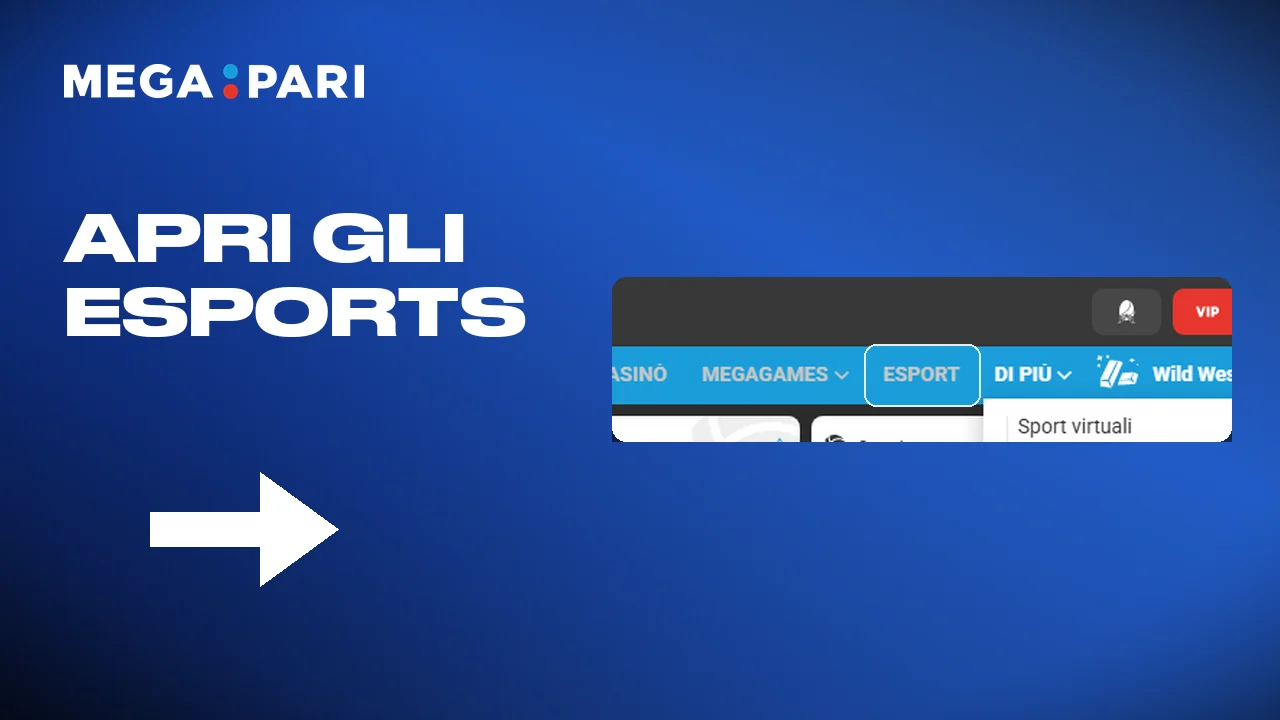 Aprire la sezione esports nell'app Megapari e scorrere le partite