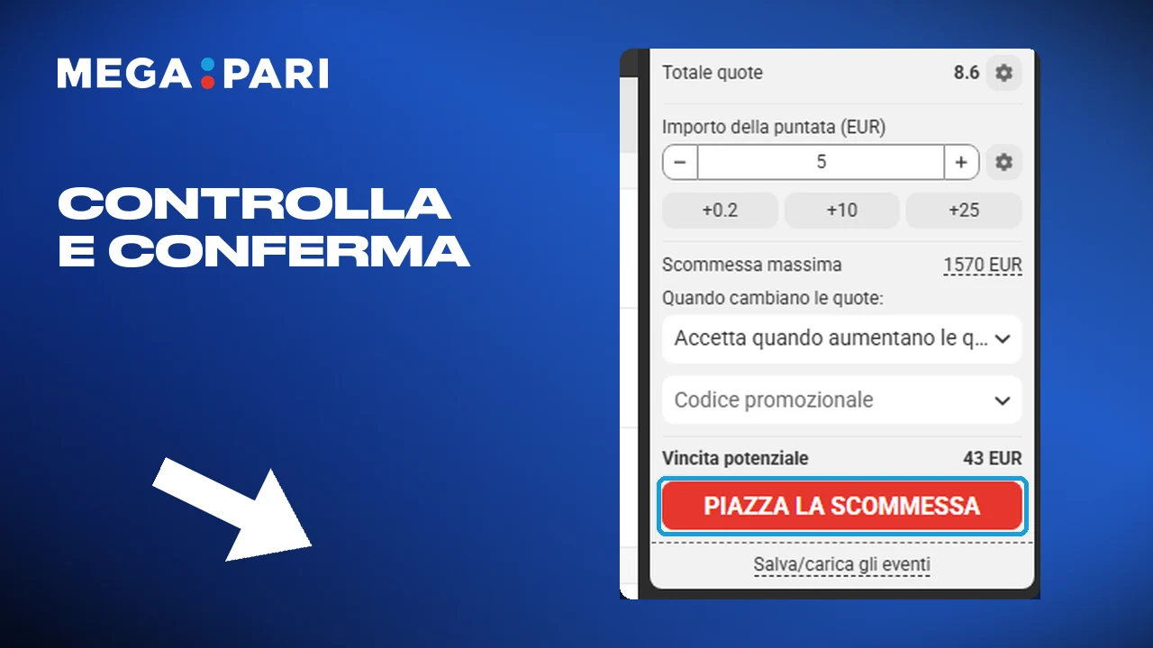 Controllare la schedina e confermare la giocata