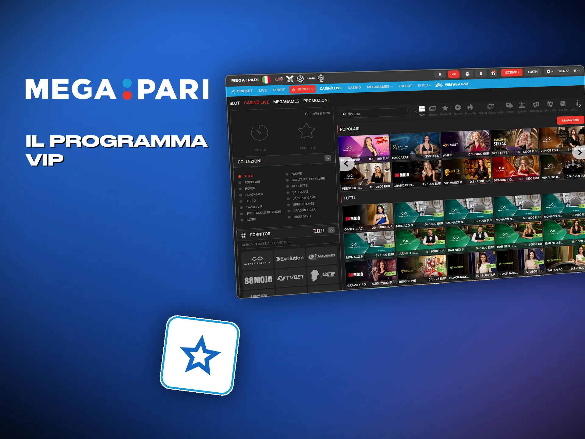 Megapari tiene un programma VIP che premia chi gioca spesso