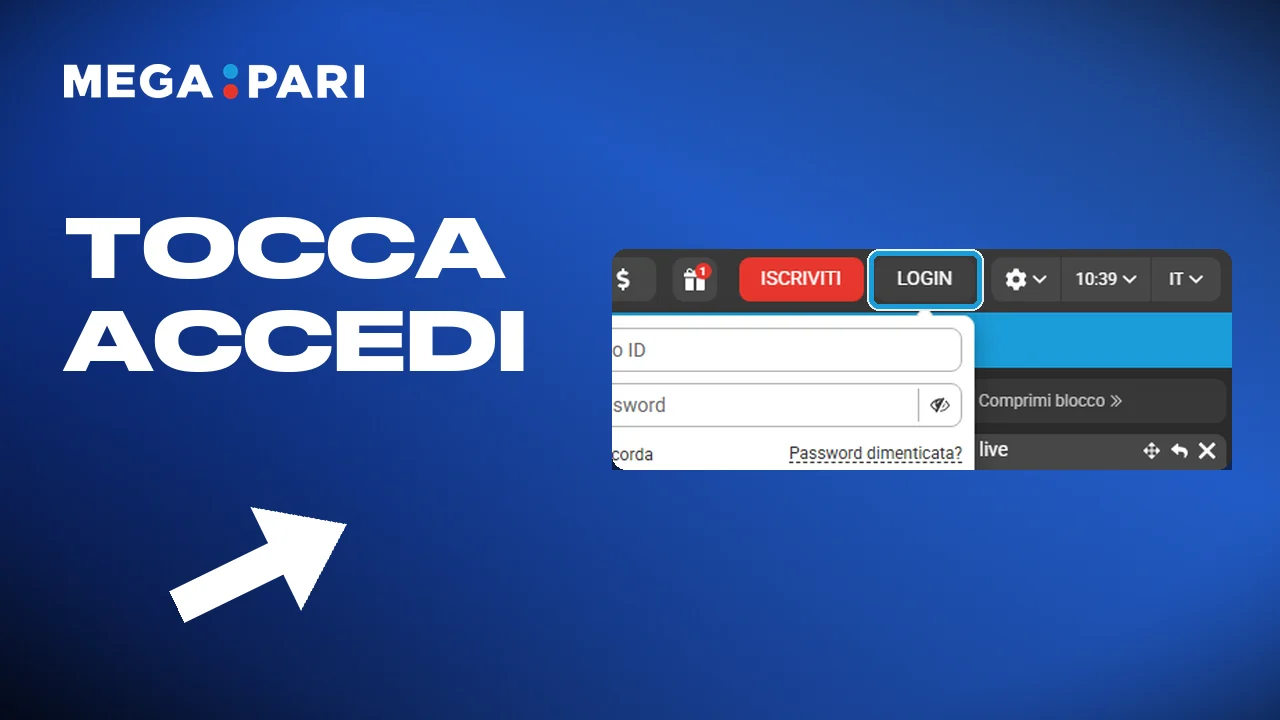 Toccando accedi si apre la schermata di ingresso